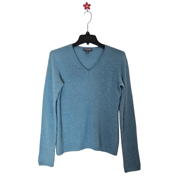 Charter Club Cashmere V Neck Blue Sweater Small Preowned - Picture 6 of 8